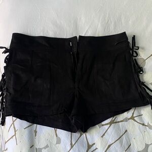 Zara Black High Waist Lace-Up Shorts